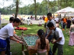 spielmobil - mobile spassversorgung vor ort - hier kinder am tischfussball bei rasmussen in wachenbuchen