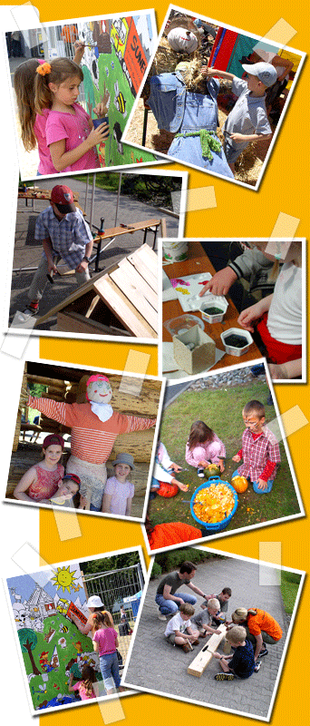 Praktische Workshops mit Sport, Spiel, Handwerk und Musik: Kerzen ziehen, lustige Seifen gestalten, jonglieren lernen, auf afrikanischen Instrumenten trommeln, K&uuml;rbisse schnitzen oder auch ein Workshop mit dem begnadeten Comiczeichner, Illustrator und Trickfilmer Rautie.